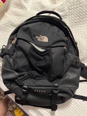 The North Face Recon Backpack - Black with Rose Gold Accents